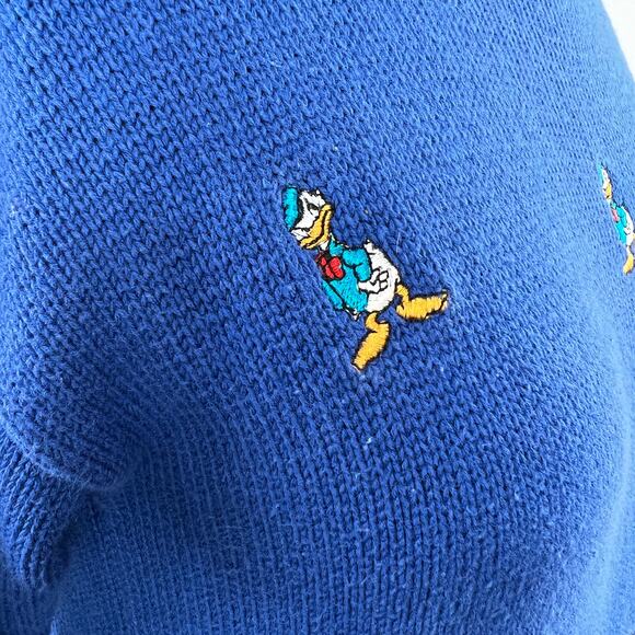 VTG Mickey & Co. J G Hook Disney Donald Duck Embroidered Blue Cotton Sweater S - Picture 5 of 9